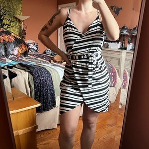 STRIPED WRAP DRESS
